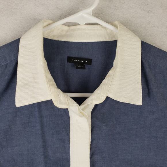 Ann Taylor Blue and White Button Down Shirt - Picture 5 of 9